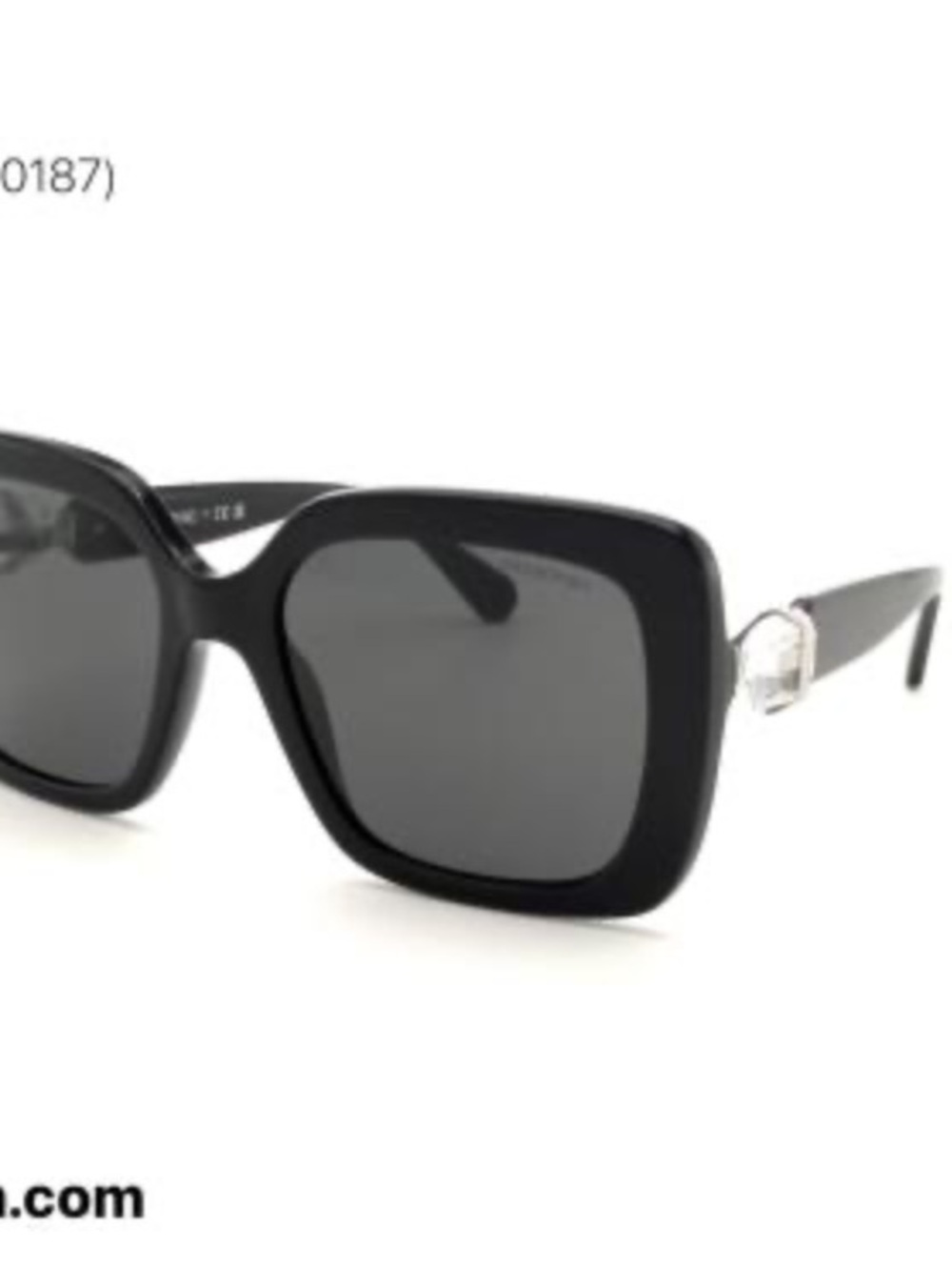 Swarovski Black Square Women's Sunglasses with Silver Accents
